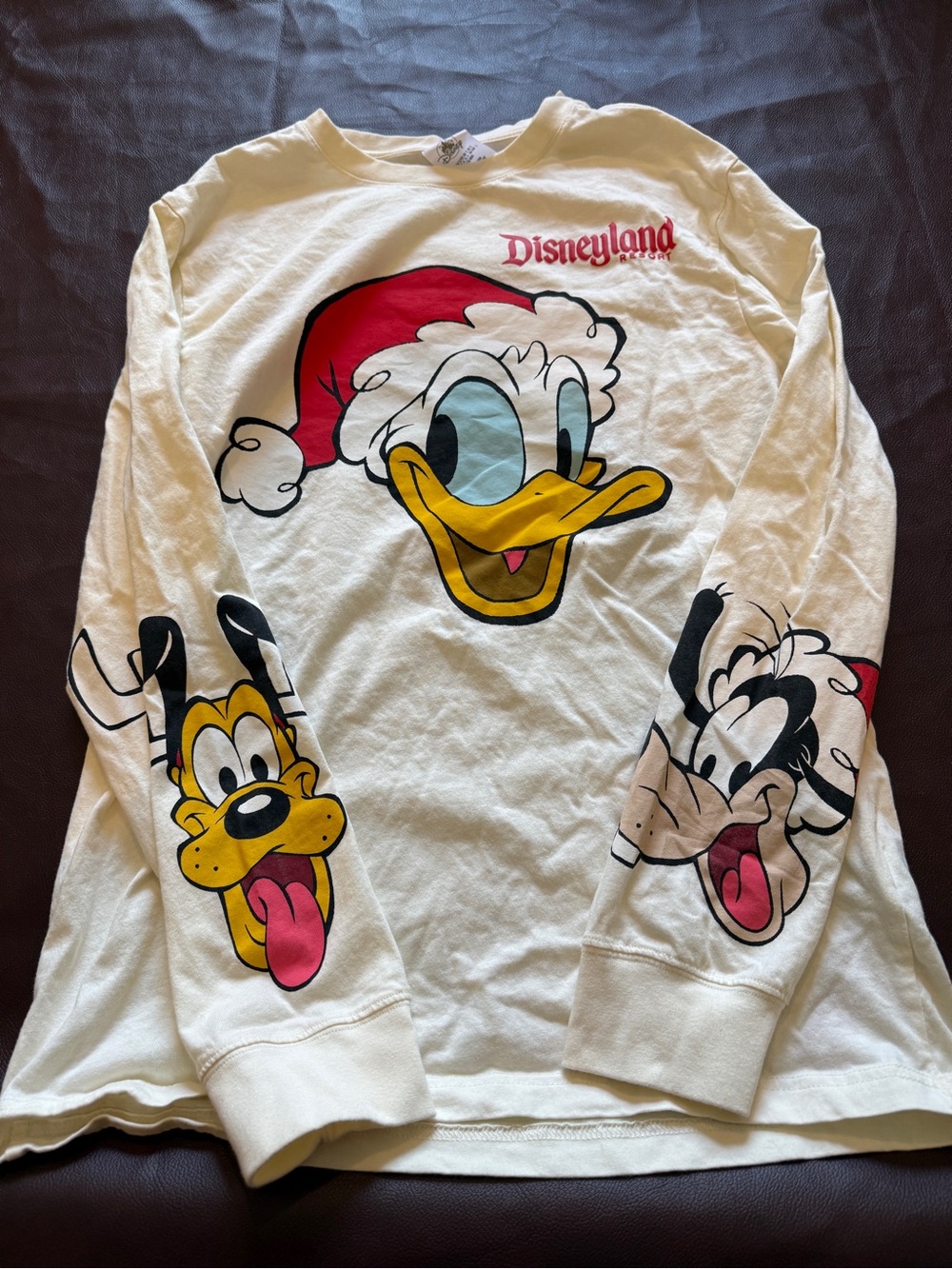 Disney Cream Long Sleeve Tee with Red Graphic